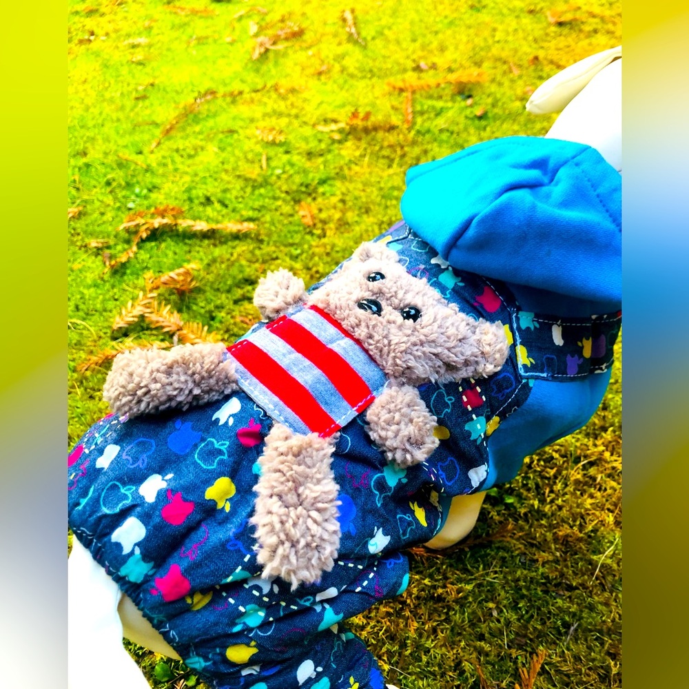 Onesie, Jumpsuit, Fleece ❤️‍🔥Warm Clothing for Small Dogs w/cute 🐻 in the back